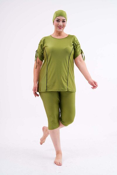 Emayo Large Size Semi-Covered Swimsuit Aysu Sleeve Detailed