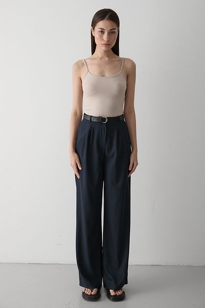 Laluvia Marineblaue Idole-Hose mit Gürtel – 3510