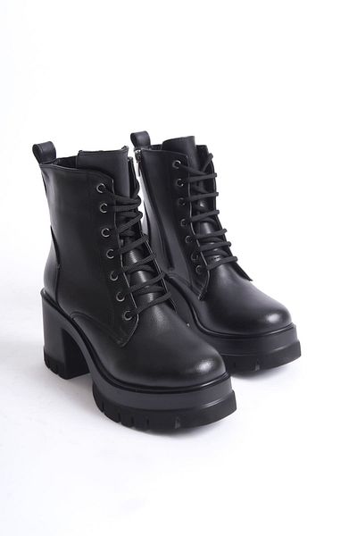 Zerenyus Lauren Lace Up Ορθοπεδικές Γυναικείες Μπότες με φερμουάρ Μαύρο