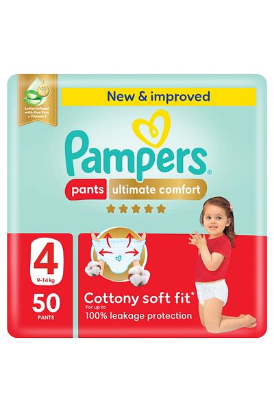 Pampers Ultimate Comfort Pants Diapers, Size 4, 9-14kg, Super Saving Pack, 50 pcs