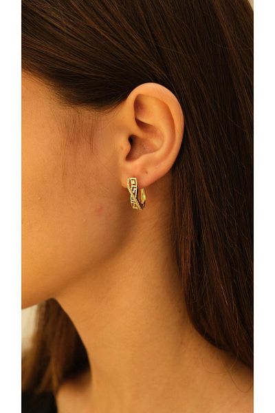 Jerie Gold Spiral Stone Detailed Mini Hoop Earrings