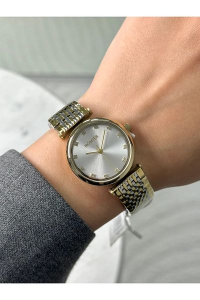 Homies Guaranteed Premium Women's Wristwatch Gold-Silver (White Dial) Rshms-211