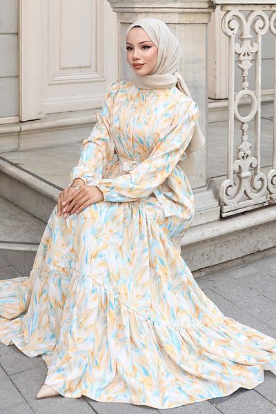 benguen Φόρεμα Hijab με σχέδιο κίτρινο 538