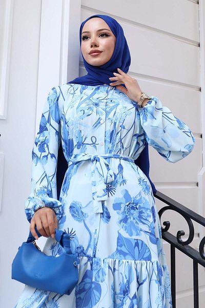 benguen Rochie hijab cu model Albastru 514