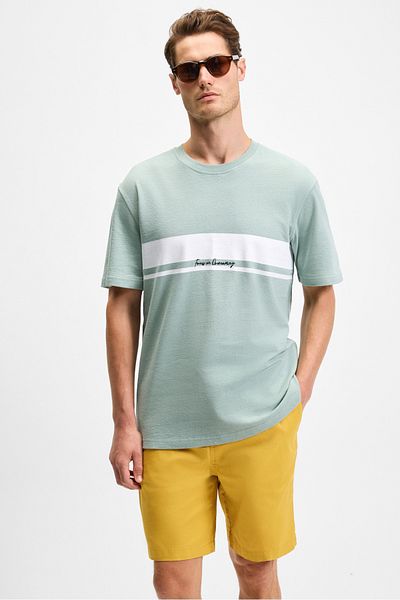 GRIMELANGE Lamine Men's Olive Dress 100% Organic Cotton Regular Fit Green T-