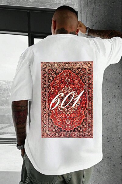 NO 601 Ανδρικό μπλουζάκι με στάμπα χαλί Νο601 σε λευκό χρώμα