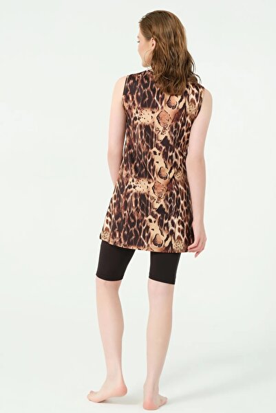 Bordomix 25842 Women's Leopard Patterned Sleeveless Tights Swimsuit