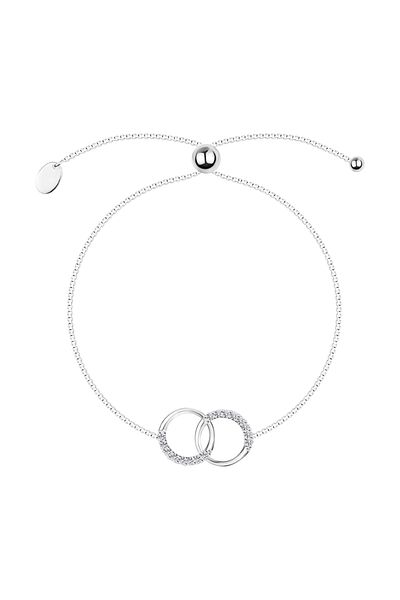 Sterling Silver Brățară din argint 925 cercuri împletite, zirconii transparente