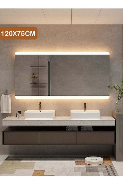 Taimi LED Touch Rectangular Wall Mirror Bathroom Mirror Hotels and Restaurants 120x75cm 3 Lighting Modes