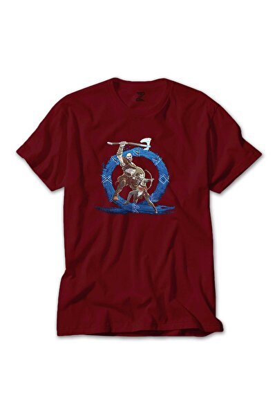 CrowsGate تي شيرت أحمر كارتوني من God Of War Ragnarok Kratos Atreus