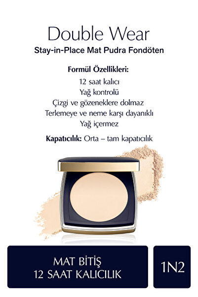 Estee Lauder Double Wear Stay-in-Place Mat Pudra Fondöten - 1N2 ECRU