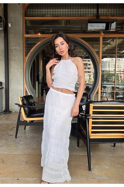 SANX Design Back Tie Skirt Set