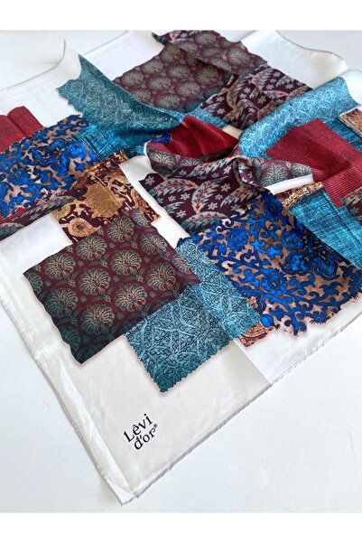 Levidor Eșarfă de mătase Tivil 46866 alb cu model mixt