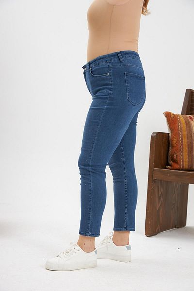 RMG Large Size Blue Jeans with Stone Embroidery