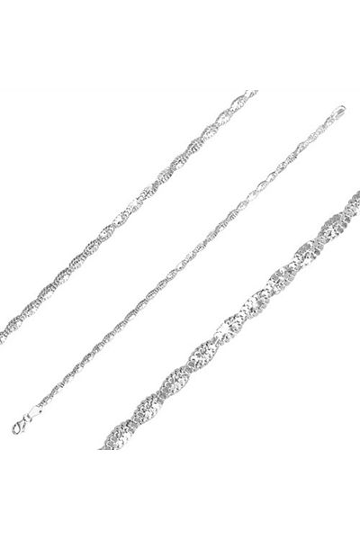 Sterling Silver Brațară din argint 925 - două lanțuri împletite între ele, suprafață strălucitoare