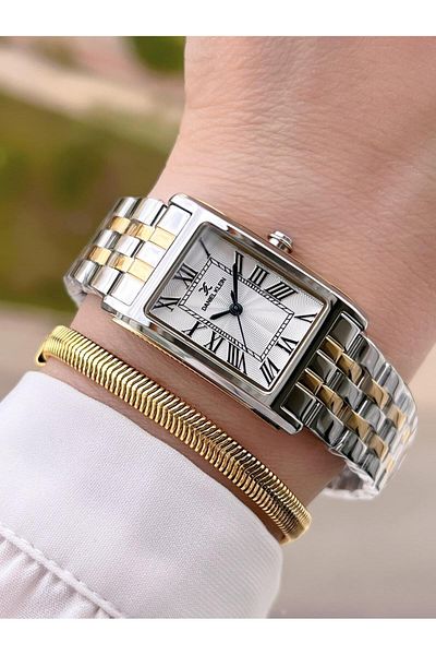Daniel Klein Retro Vintage 3 Atm Water Resistant Steel Cord Women's Wristwatch and Bracelet Set