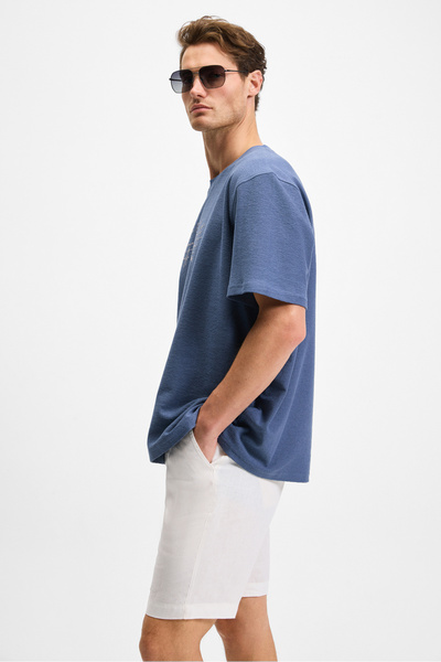 GRIMELANGE Ανδρικό μπλουζάκι Indigo Oversize Fit BONDIA 100% οργανικό βαμβάκι