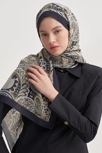 carell Rosella Navy Blue Nilla Cotton Shawl