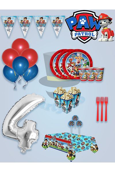 PartyPoo Paw Patrol Birthday Set for 8 People - Balloons, Ornaments, Decorations and Party Supplies Ornament Set