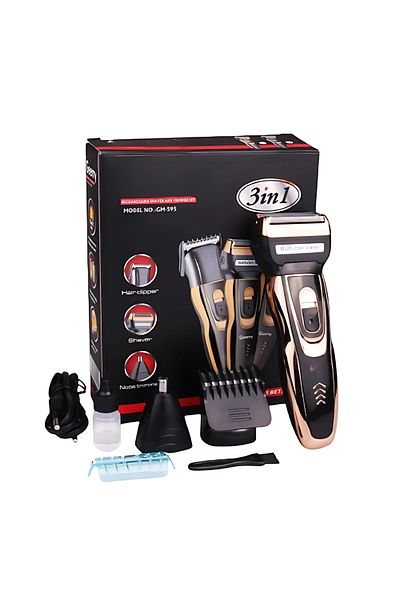 MACVI Masina de tuns si ras 3 in 1 Macvi®, lame din otel, alimentare cablu si baterie, accesorii incluse