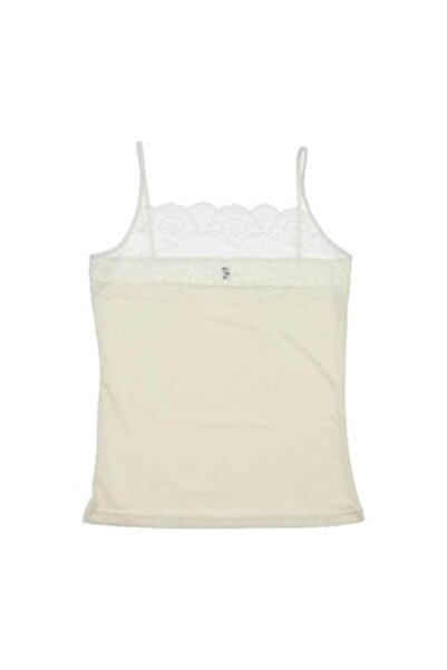 ÇamaşırcımShop Gümüş 4031 %100 Pamuk Ip Askılı Dantelli Atlet