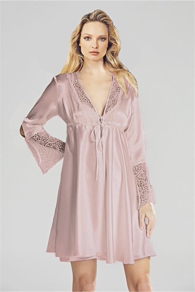 ÇamaşırcımShop Lovela 2005 Çeyizlik Saten Dantel Detaylı 6'lı Kısa Sabahlık G...