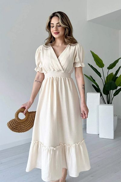 Sorridi Muslin Fabric Watermelon Sleeve Long Dress