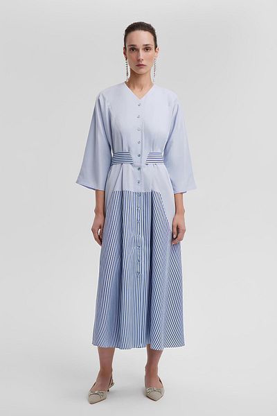 Touche Midi Length Stripe Detail Dress Mkn2001