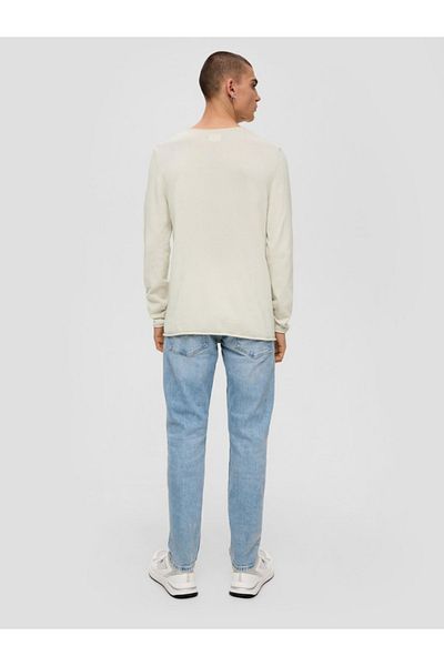 QS by s.Oliver Men's slim sweater, with a scoop neck, Light gray
