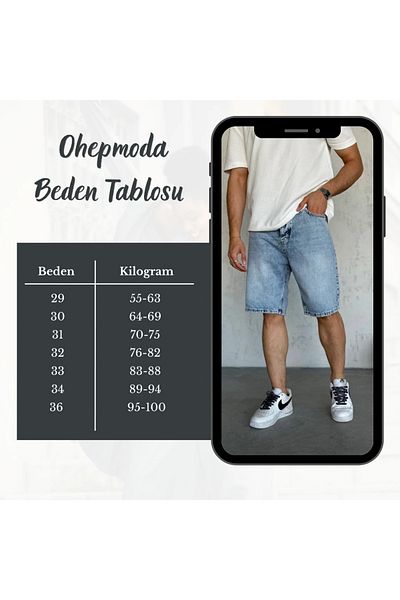 OHEPMODA Ανδρικό τζιν σορτς που πλένεται