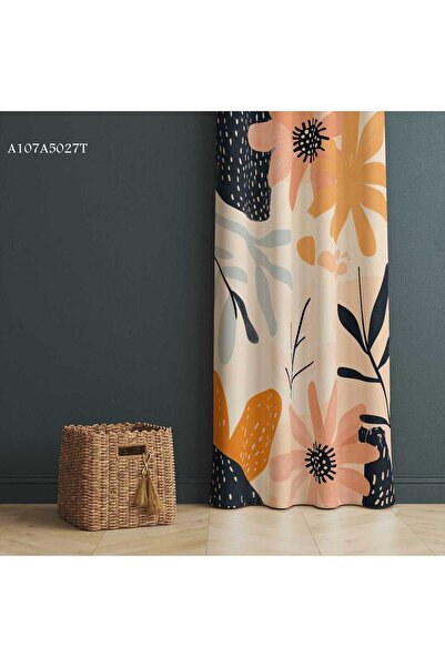 A2ZTR Wild Leaves Tropical Desenli Fon Perde (Tek KANAT)