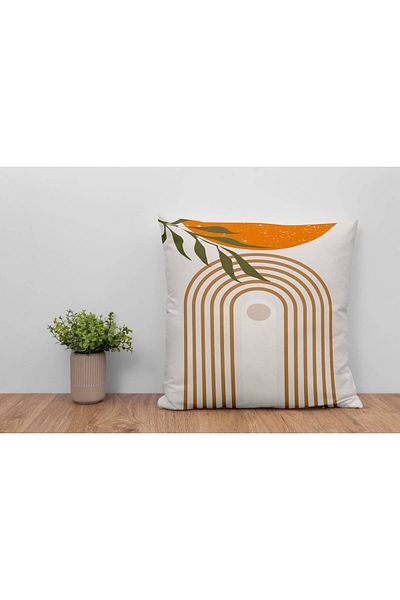 BY Fatih Concept One Side Printed Omega Patterned 4-Piece Throw Pillow Cover - Byfc4208