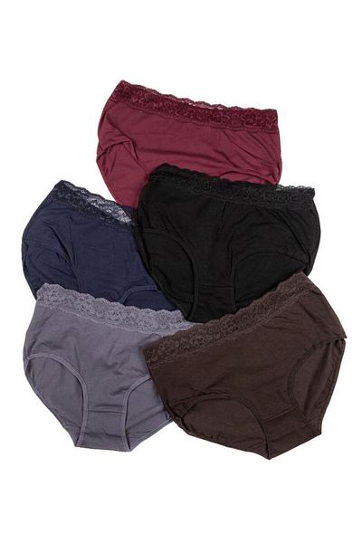 Nicoletta Large Size 5-Piece Lycra Claret Red Women's Panties