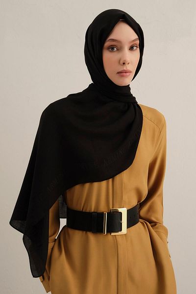 Armine Logo Bordered Cotton Silk Shawl 01
