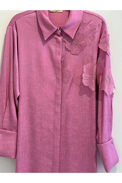 Kayra Embroidery Appliqued Poplin Tunic