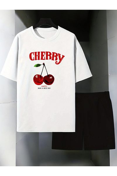 uyguntarz Σετ σορτς Unisex Happy Cherry με εμπριμέ σχέδιο