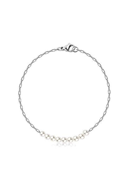 Sterling Silver Brățară din argint 925 – linie de perle albe sintetice