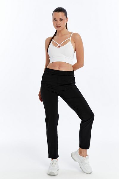 AXXEL Women's Black Spring Woven Lycra Trousers-P2223