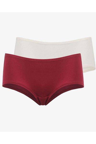 Bolero 2 Pack Bamboo Hipster Slip Panties Burgundy Cream