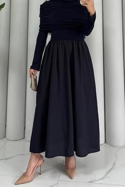 Bestenur Φόρεμα Lerra Draped 1529 - Navy Blue
