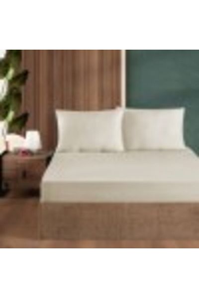 First Choice Set husa de pat cu elastic si fata de perna, bumbac ranforce 100%, 120 x 200 cm, Bej (Moon Bean)