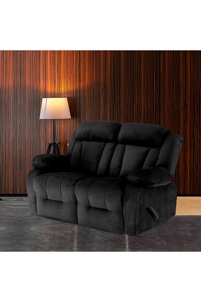 Lazy Vibes Mnz5 | Velvet Double Reclinerchair 159x77x104 Cm - Black
