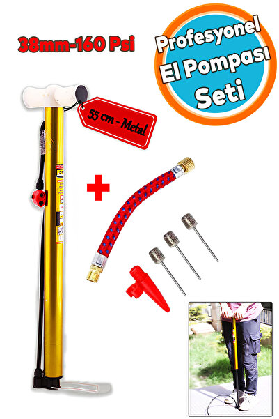 NZB Bisiklet Pompası 6'lı Seti El Tipi Ayak Tutamaklı Metal Borulu Top Lastik Şambrel Şişirme Uçlu