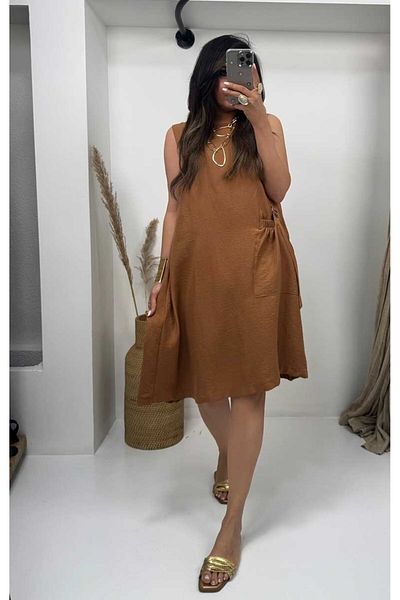 Sohotique By P Sleeveless Safari Dress Tan