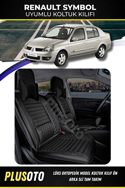 PlusOto مجموعة أغطية مقاعد السيارة السوداء المتوافقة مع رينو سيمبول بلس لوكس ...