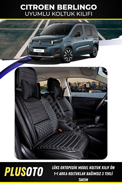 PlusOto مجموعة أغطية مقاعد السيارة الخلفية المتوافقة مع Citroen Berlingo 3 Si...