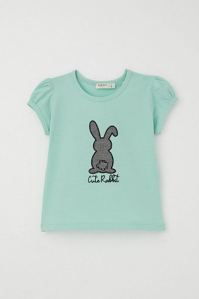 Breeze Girl's Skirt Suit Cute Bunny Printed Age 3-8, Water Green