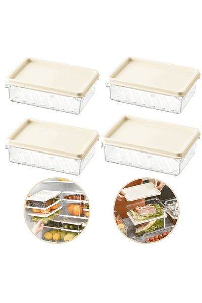 Köken Koken Set of 4 storage boxes, plastic casserole with lid, transparent, 20x13.5x5.5 cm
