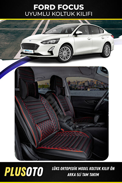 PlusOto مجموعة أغطية مقاعد السيارة المتوافقة مع سلسلة Ford Focus Plus Lux بال...