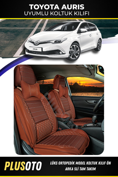 PlusOto مجموعة أغطية مقاعد السيارة المتوافقة مع Toyota Auris Plus Lux Series ...
